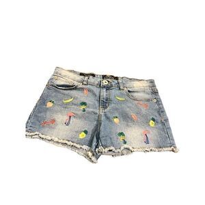 Lucky Brand flamingos pineapple watermelon embroidered jeans  shorts